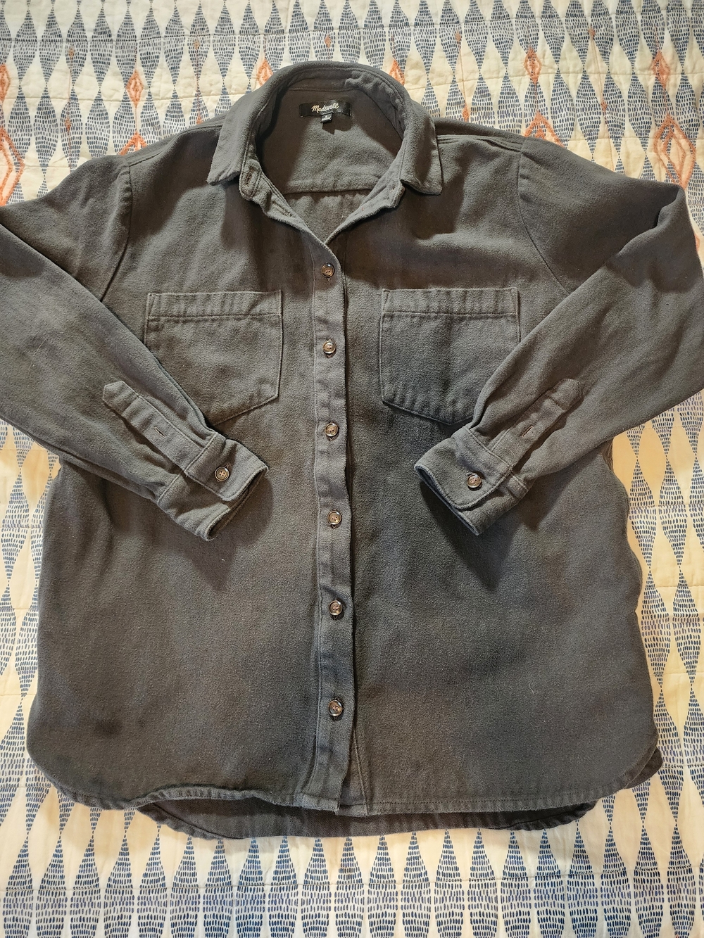 Madewell Sunday Flannel Charcoal Casual Button-Down - Picture 1 of 16